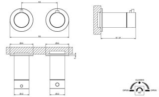 Встраиваемый смеситель для душа Gessi 316 54234.299 с термостатом чёрный матовый